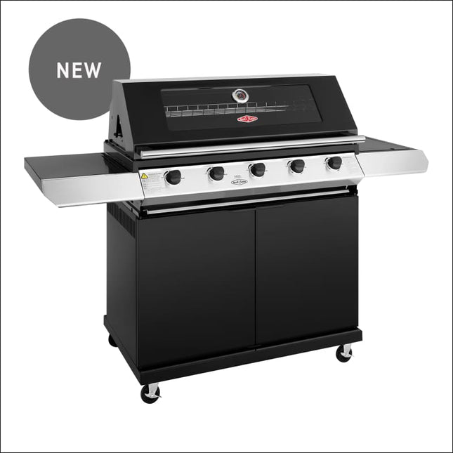BeefEater 1200 Series 5 burner BBQ & trolley with side burner | black enamel Gas Barbecues BeefEater Barbecues