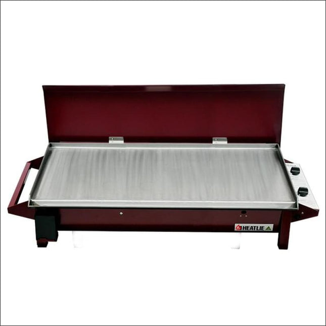 Heatlie 1150 powder coated Claret | INBUILT flat plate bbq with lid Gas Barbecues Heatlie