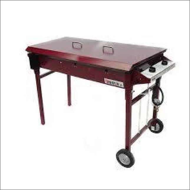 Heatlie 1150 Powder Coated Claret | MOBILE Flat Plate BBQ with lid Gas Barbecues Heatlie
