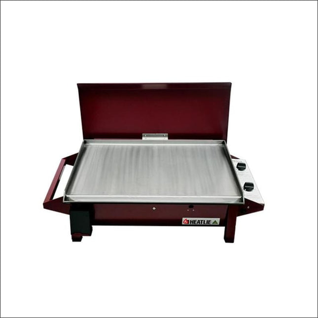 Heatlie 700 Powder Coated Claret | INBUILT flat plate BBQ with lid Gas Barbecues Heatlie