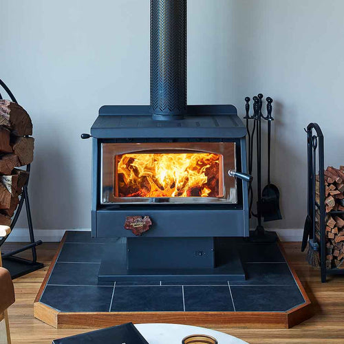 Jarrahdale Innovator Wood Heater in a cozy Australian living room.