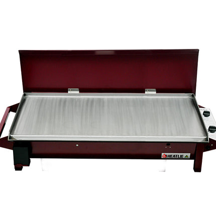 Heatlie 1150 Powder Coated | INBUILT flat plate bbq with lid Gas Barbecues Heatlie Claret 5mm Mild Steel LPG