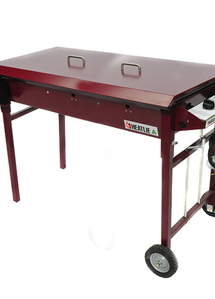 Heatlie 1150 Powder Coated | MOBILE Flat Plate BBQ with lid Gas Barbecues Heatlie Claret 5mm Mild Steel LPG