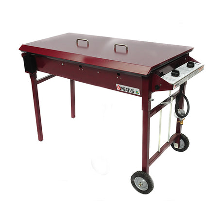 Heatlie 1150 Powder Coated | MOBILE Flat Plate BBQ with lid Gas Barbecues Heatlie Claret 5mm Mild Steel LPG