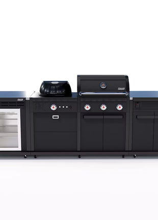 Coleman Revolution Dual Fuel Kitchen with Cupboard and Fridge Modules - Black Matte Backyard Kitchens Coleman