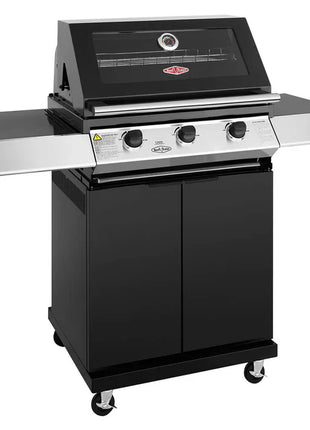 Beefeater 1200 Series Black Enamel 3 Burner BBQ with Trolley Gas Barbecues BeefEater Barbecues