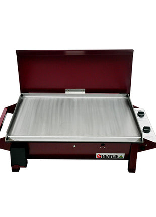 Heatlie 700 Powder Coated | INBUILT flat plate BBQ with lid Gas Barbecues Heatlie Claret 5mm Mild Steel LPG