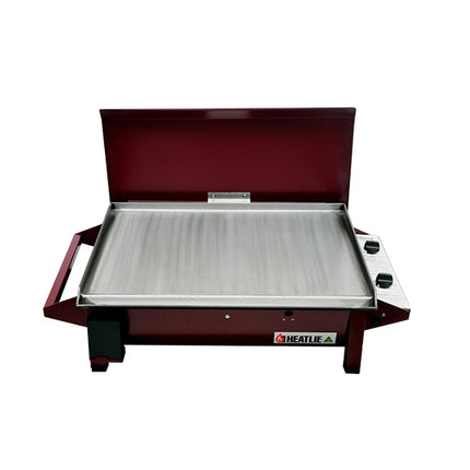 Heatlie 700 Powder Coated | INBUILT flat plate BBQ with lid Gas Barbecues Heatlie Claret 5mm Mild Steel LPG