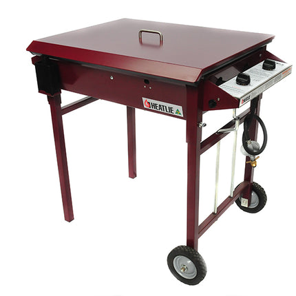 Heatlie 700 Powder Coated | MOBILE Flat Plate BBQ with lid Gas Barbecues Heatlie Claret 5mm Mild Steel LPG