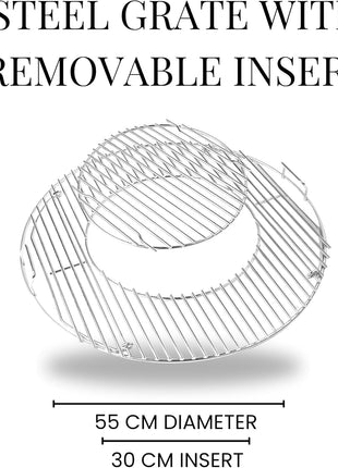 Kettle 22" Steel Cooking Grate with removable insert Accessories for Barbeques Campaquip