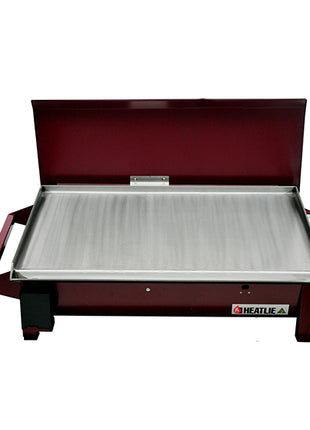 Heatlie 850 Powder Coated | INBUILT flat plate BBQ with lid Gas Barbecues Heatlie Claret 5mm Mild Steel LPG