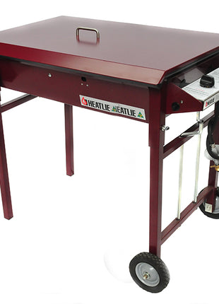 Heatlie 850 Powder Coated | MOBILE Flat Plate BBQ with lid Gas Barbecues Heatlie Claret 5mm Mild Steel LPG