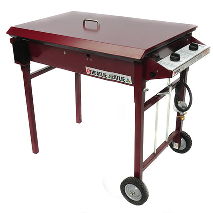 Heatlie 850 Powder Coated | MOBILE Flat Plate BBQ with lid Gas Barbecues Heatlie Claret 5mm Mild Steel LPG
