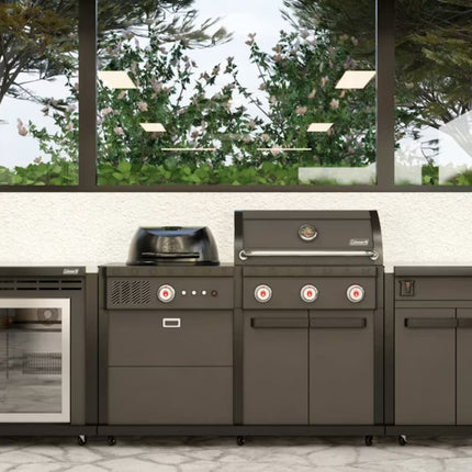 Coleman Revolution Dual Fuel Kitchen with Cupboard and Fridge Modules - Black Matte