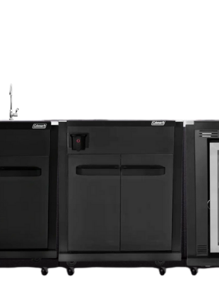 Coleman Revolution 4 Burner Kitchen with Sink, Cupboard & Fridge Backyard Kitchens Coleman