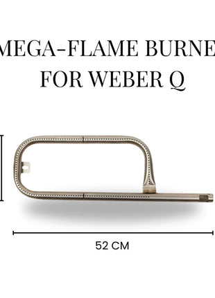 Mega-Flame Burner for Weber Q (Q200 / Q220 / Q2000 / Q2200) Accessories for Barbeques Campaquip
