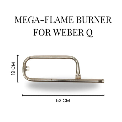 Mega-Flame Burner for Weber Q (Q200 / Q220 / Q2000 / Q2200) Accessories for Barbeques Campaquip