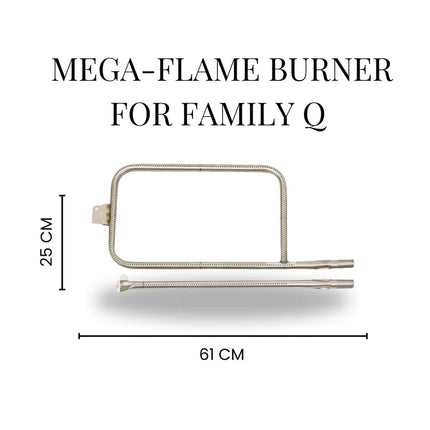 Mega-Flame Burner for Weber Family Q (Q300 / Q320 / Q3000 / Q3100 / Q3200 / Q3600) Accessories for Barbeques Campaquip