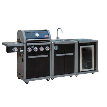 Coleman Revolution 4 Burner BBQ Kitchen w/ fridge & sink Backyard Kitchens Coleman   