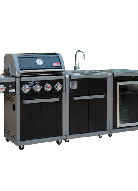 Coleman Revolution 4 Burner BBQ Kitchen w/ fridge & sink Backyard Kitchens Coleman   