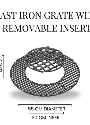 Kettle 22" Cast Iron Cooking Grate with removable insert Accessories for Barbeques Campaquip