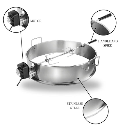 Rotisserie Kit for 57cm Kettle BBQs Accessories for Barbeques Campaquip