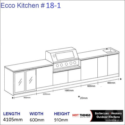 Outdoor Kitchen - Ecco 18, up to 4145mm  Hot Things - Barbecues, Heaters, Outdoor Kitchens   