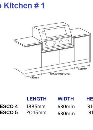 Outdoor Kitchen - Ecco 1, up to 2045mm  Hot Things - Barbecues, Heaters, Outdoor Kitchens   