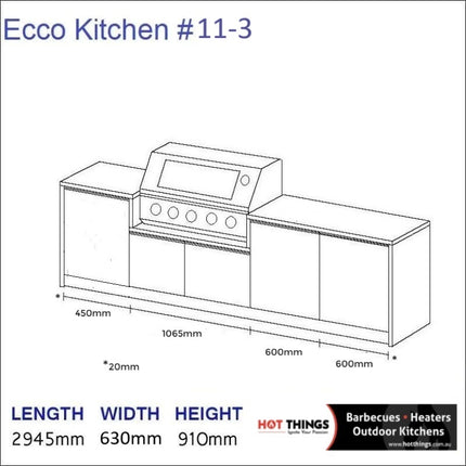 Outdoor Kitchen - Ecco 11, up to 2945mm  Hot Things - Barbecues, Heaters, Outdoor Kitchens   