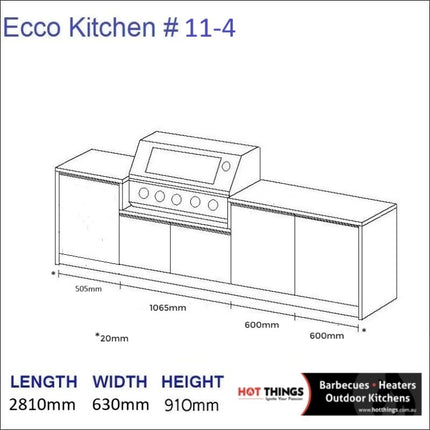 Outdoor Kitchen - Ecco 11, up to 2945mm  Hot Things - Barbecues, Heaters, Outdoor Kitchens   