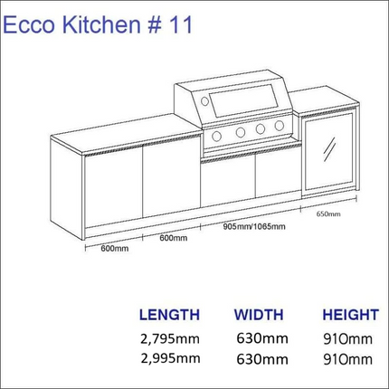 Outdoor Kitchen - Ecco 11, up to 2995mm Hot Things - Barbecues, Heaters, Outdoor Kitchens