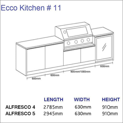 Outdoor Kitchen - Ecco 11, up to 2945mm  Hot Things - Barbecues, Heaters, Outdoor Kitchens   