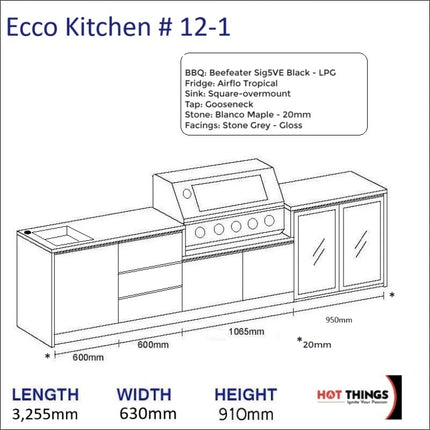 Outdoor Kitchen - Ecco 12, up to 3295mm Hot Things - Barbecues, Heaters, Outdoor Kitchens