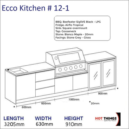 Outdoor Kitchen - Ecco 12, up to 3245mm  Hot Things - Barbecues, Heaters, Outdoor Kitchens   