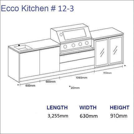 Outdoor Kitchen - Ecco 12, up to 3295mm Hot Things - Barbecues, Heaters, Outdoor Kitchens