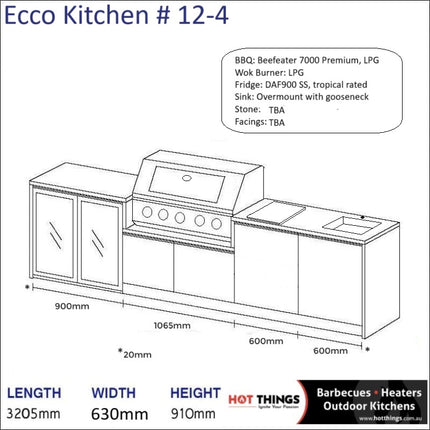 Outdoor Kitchen - Ecco 12, up to 3245mm  Hot Things - Barbecues, Heaters, Outdoor Kitchens   