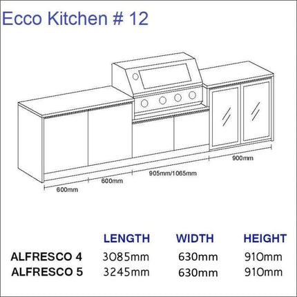 Outdoor Kitchen - Ecco 12, up to 3245mm  Hot Things - Barbecues, Heaters, Outdoor Kitchens   