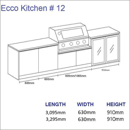 Outdoor Kitchen - Ecco 12, up to 3295mm Hot Things - Barbecues, Heaters, Outdoor Kitchens