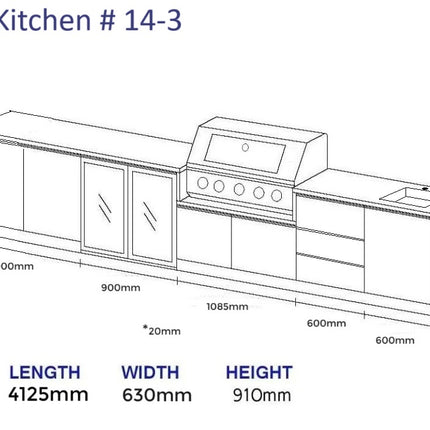 Outdoor Kitchen - Ecco 14, up to 3845mm  Hot Things - Barbecues, Heaters, Outdoor Kitchens   