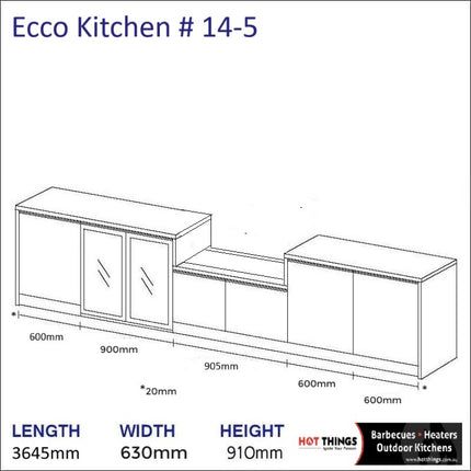 Outdoor Kitchen - Ecco 14, up to 3845mm  Hot Things - Barbecues, Heaters, Outdoor Kitchens   