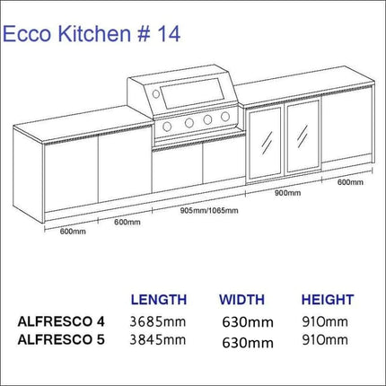 Outdoor Kitchen - Ecco 14, up to 3845mm  Hot Things - Barbecues, Heaters, Outdoor Kitchens   