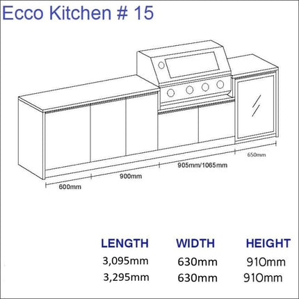 Outdoor Kitchen - Ecco 15, up to 3295mm Hot Things - Barbecues, Heaters, Outdoor Kitchens