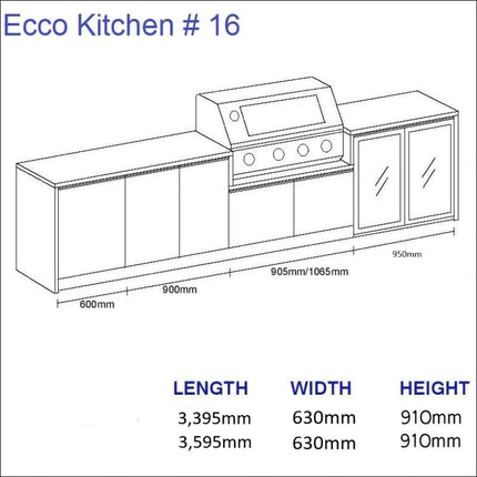 Outdoor Kitchen - Ecco 16, up to 3595mm Hot Things - Barbecues, Heaters, Outdoor Kitchens