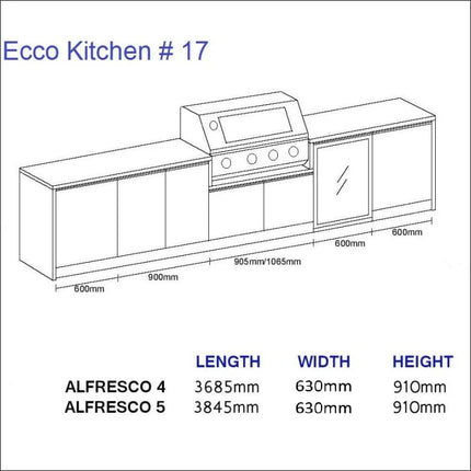 Outdoor Kitchen - Ecco 17, up to 3845mm  Hot Things - Barbecues, Heaters, Outdoor Kitchens   