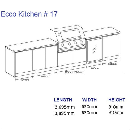 Outdoor Kitchen - Ecco 17, up to 3895mm Hot Things - Barbecues, Heaters, Outdoor Kitchens