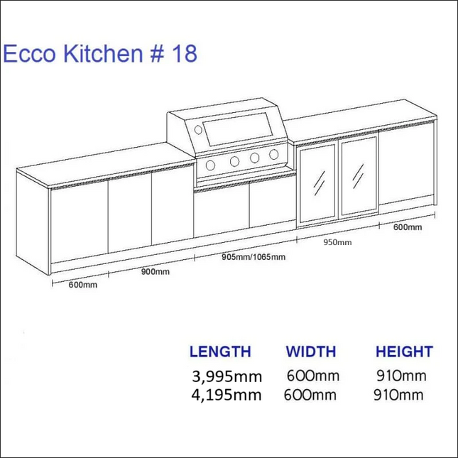 Outdoor Kitchen - Ecco 18, up to 4195mm Hot Things - Barbecues, Heaters, Outdoor Kitchens