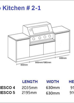 Outdoor Kitchen - Ecco 2, up to 2245mm Hot Things - Barbecues, Heaters, Outdoor Kitchens