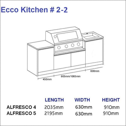 Outdoor Kitchen - Ecco 2, up to 2195mm  Hot Things - Barbecues, Heaters, Outdoor Kitchens   