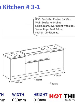 Outdoor Kitchen - Ecco 3, up to 2395mm Hot Things - Barbecues, Heaters, Outdoor Kitchens