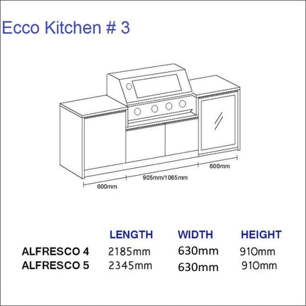 Outdoor Kitchen - Ecco 3, up to 2345mm  Hot Things - Barbecues, Heaters, Outdoor Kitchens   